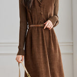 Elegant Sleeveless Corduroy Thickened Dress - liwisi