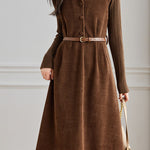 Elegant Sleeveless Corduroy Thickened Dress - liwisi