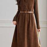 Elegant Sleeveless Corduroy Thickened Dress - liwisi