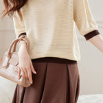 Early Autumn Textural Color-Blocked Knitwear - liwisi