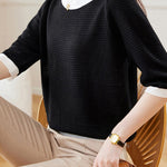 Early Autumn Textural Color-Blocked Knitwear - liwisi