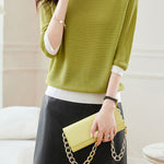 Early Autumn Textural Color-Blocked Knitwear - liwisi