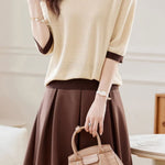 Early Autumn Textural Color-Blocked Knitwear - liwisi