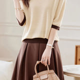 Early Autumn Textural Color-Blocked Knitwear - liwisi