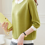 Early Autumn Textural Color-Blocked Knitwear - liwisi