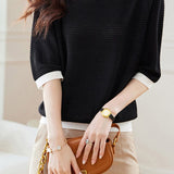 Early Autumn Textural Color-Blocked Knitwear - liwisi