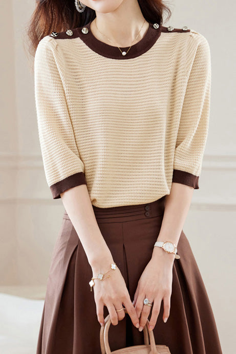 Early Autumn Textural Color-Blocked Knitwear - liwisi
