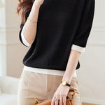 Early Autumn Textural Color-Blocked Knitwear - liwisi