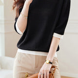 Early Autumn Textural Color-Blocked Knitwear - liwisi