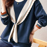 Fashionable Bowknot Fake Two-Piece Sweatshirt - liwisi