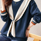Fashionable Bowknot Fake Two-Piece Sweatshirt - liwisi
