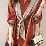 Fashionable Bowknot Fake Two-Piece Sweatshirt - liwisi