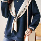 Fashionable Bowknot Fake Two-Piece Sweatshirt - liwisi