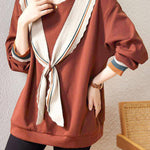 Fashionable Bowknot Fake Two-Piece Sweatshirt - liwisi
