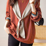 Fashionable Bowknot Fake Two-Piece Sweatshirt - liwisi