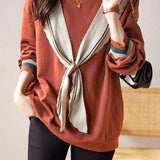 Fashionable Bowknot Fake Two-Piece Sweatshirt - liwisi