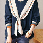 Fashionable Bowknot Fake Two-Piece Sweatshirt - liwisi