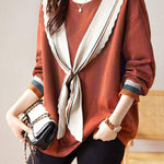 Fashionable Bowknot Fake Two-Piece Sweatshirt - liwisi