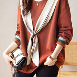 Fashionable Bowknot Fake Two-Piece Sweatshirt - liwisi