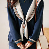 Fashionable Bowknot Fake Two-Piece Sweatshirt - liwisi