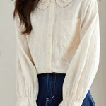 Embroidered Lace Cotton Shirt - liwisi