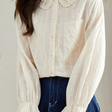 Embroidered Lace Cotton Shirt - liwisi