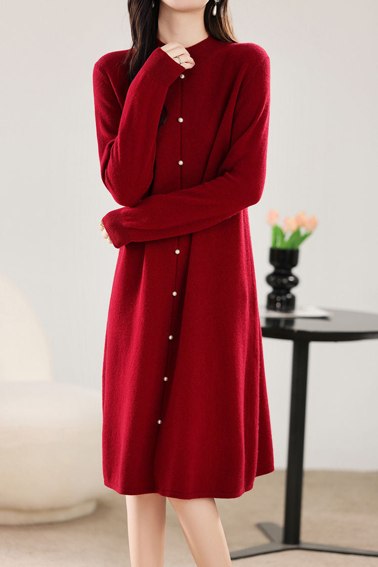 Straight-Leg Loose Knit Dress - liwisi