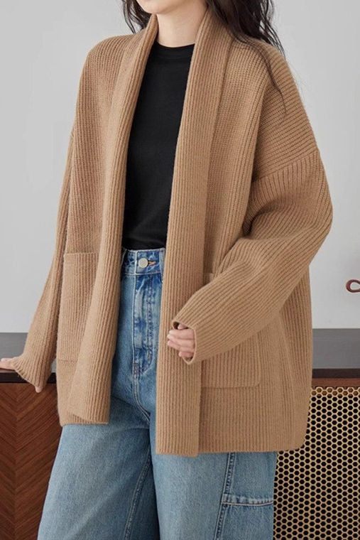 Casual Versatile Loose Slouchy Knit Coat - liwisi