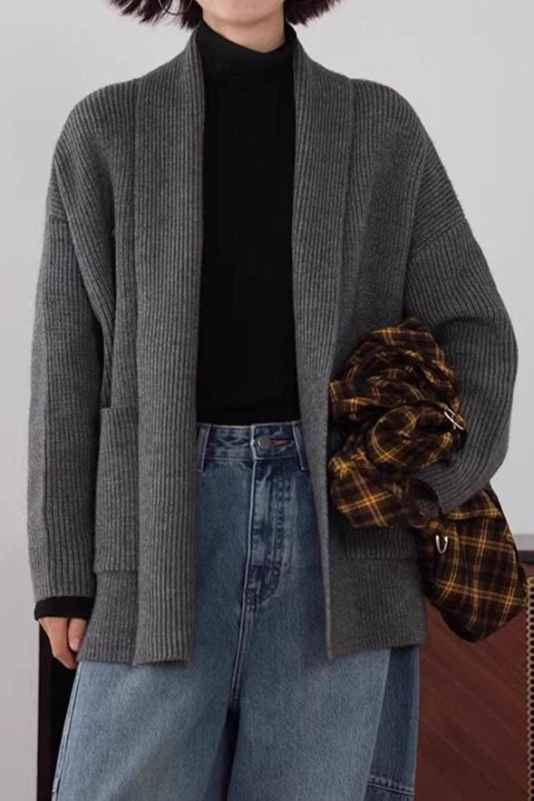 Casual Versatile Loose Slouchy Knit Coat - liwisi