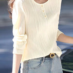French Fashion Textured Long-Sleeve T-Shirt - liwisi