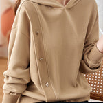 Casual Hooded Solid Color Irregular Patchwork Long-Sleeve Sweatshirt - liwisi