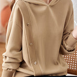 Casual Hooded Solid Color Irregular Patchwork Long-Sleeve Sweatshirt - liwisi