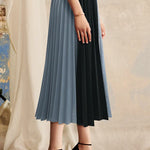 Stylish Versatile Color-Block Pleated Skirt - liwisi