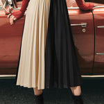 Stylish Versatile Color-Block Pleated Skirt - liwisi