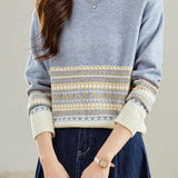 Slouchy Half-High Neck Color-Block Knit Top - liwisi
