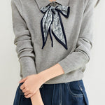 French Fashion Knit Top with Tie - liwisi