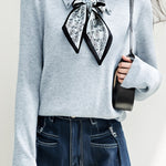 French Fashion Knit Top with Tie - liwisi