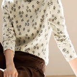 Contrast Color Jacquard Textured Knit Top