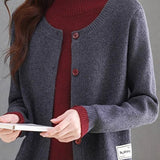 Casual Fake Two-Piece Knit Patchwork Sweater
