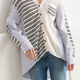 Irregular Patchwork Wavy Stripe Knit Shirt