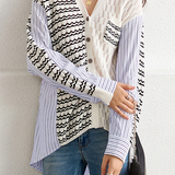 Irregular Patchwork Wavy Stripe Knit Shirt