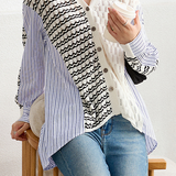 Irregular Patchwork Wavy Stripe Knit Shirt