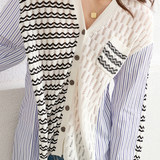 Irregular Patchwork Wavy Stripe Knit Shirt