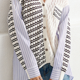 Irregular Patchwork Wavy Stripe Knit Shirt