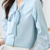 Casual Office Tie-Waist Shirt