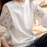 Simple Versatile Hollowed-Out Round Neck Sweatshirt