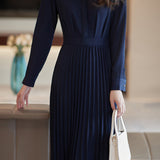 Business Casual Shirt Collar Pleated Dress
