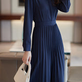 Business Casual Shirt Collar Pleated Dress