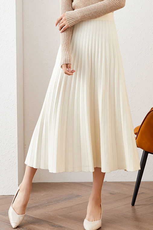 Fashionable Knitted Pleated Skirt for Autumn/Winter - liwisi