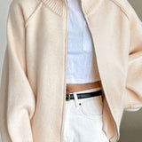 Casual Stand Collar Zipper Knit Jacket